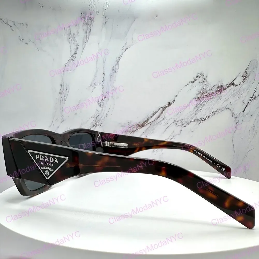 New PRADA Sunglasses Brown Root Tortoise Square Men's Plaque Logo
